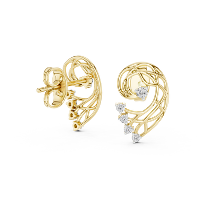 Elegant Abstract Lattice Diamond Studs