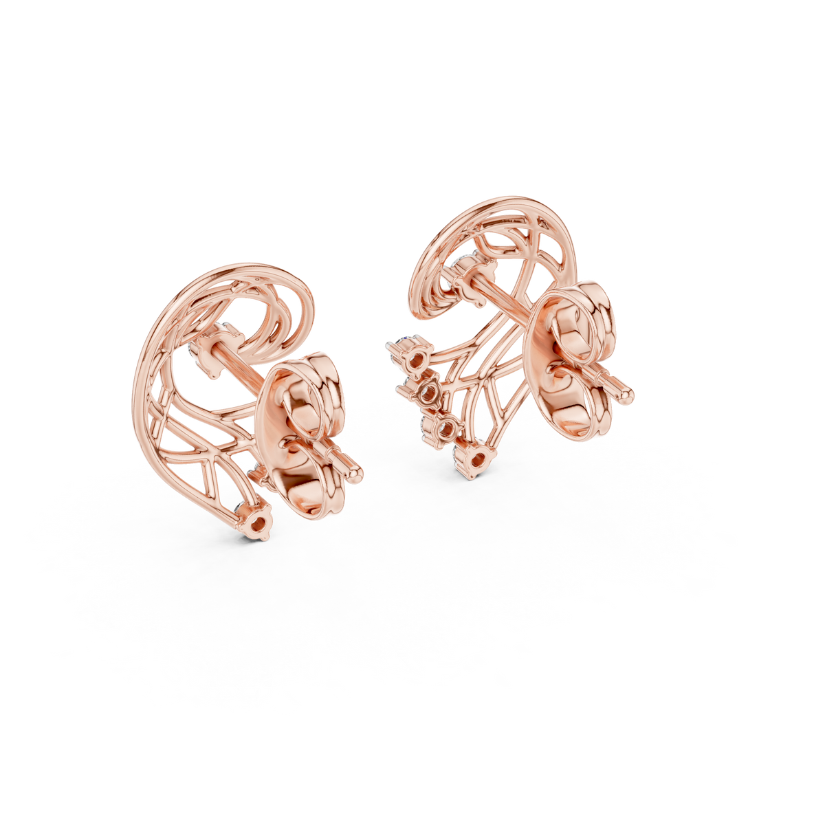 Elegant Abstract Lattice Diamond Studs