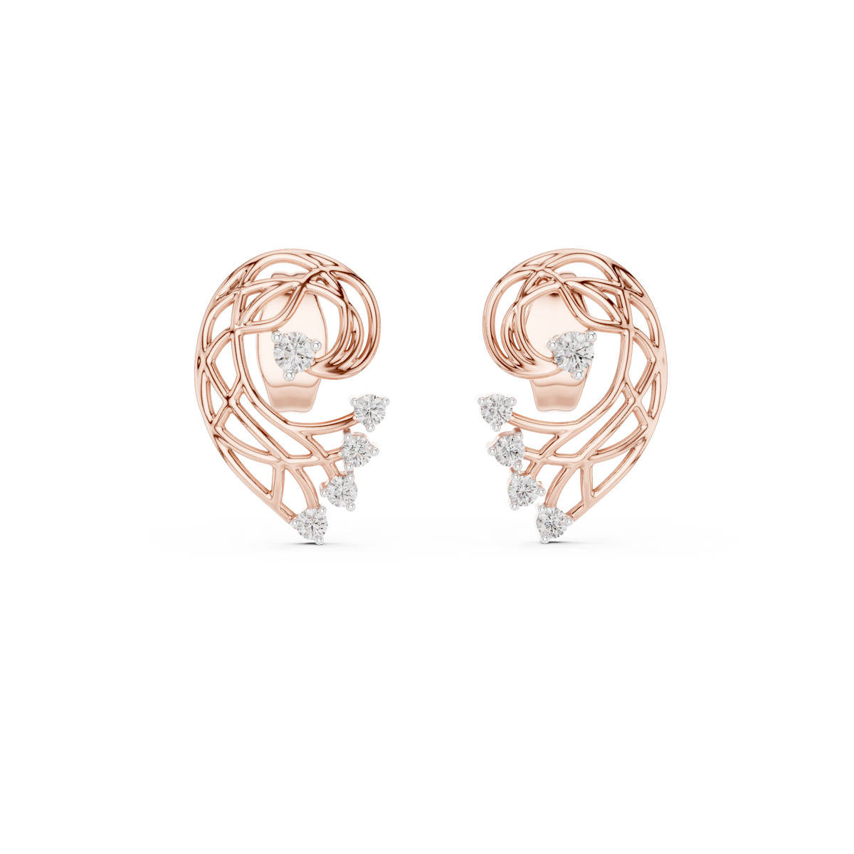 Elegant Abstract Lattice Diamond Studs