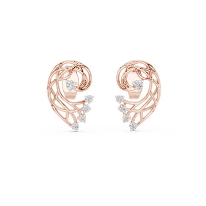 Elegant Abstract Lattice Diamond Studs