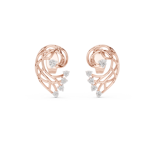 Elegant Abstract Lattice Diamond Studs