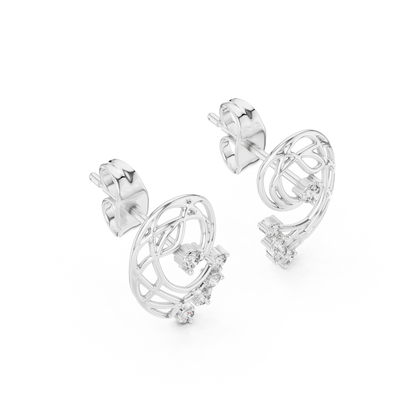 Elegant Abstract Lattice Diamond Studs