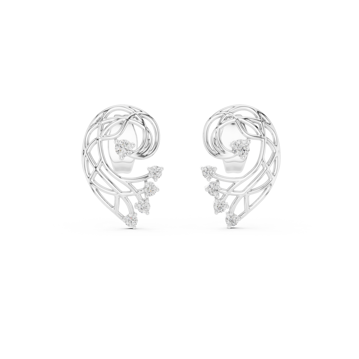 Elegant Abstract Lattice Diamond Studs
