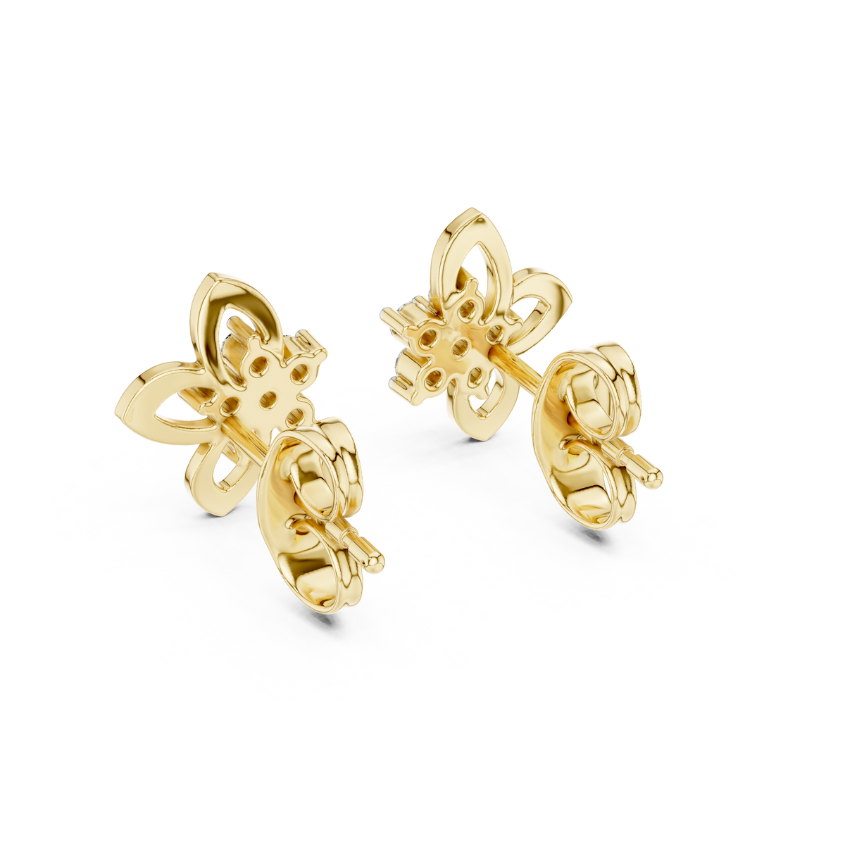 Elegant Four Petal Clover Diamond Studs