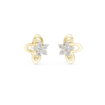 Elegant Four Petal Clover Diamond Studs