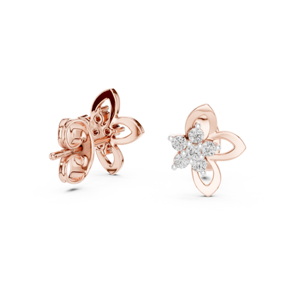 Elegant Four Petal Clover Diamond Studs