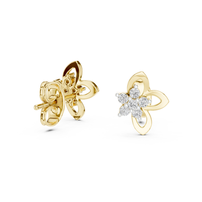 Elegant Four Petal Clover Diamond Studs
