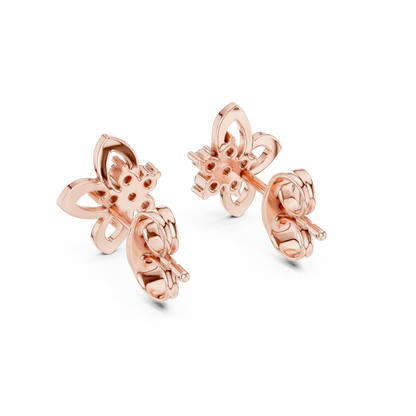 Elegant Four Petal Clover Diamond Studs