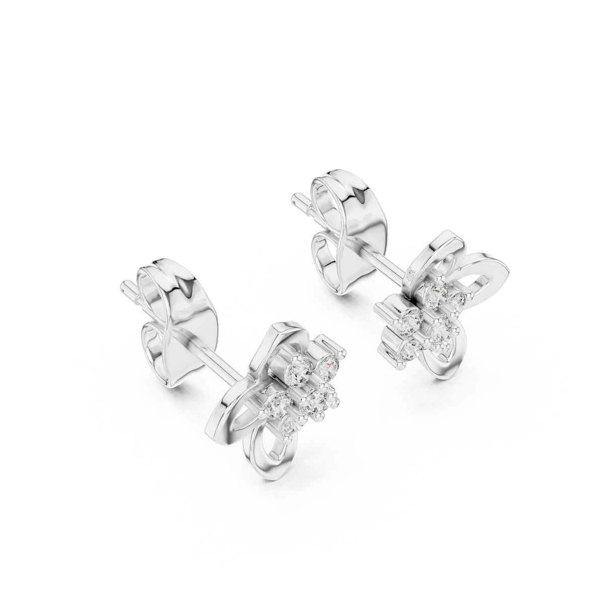 Elegant Four Petal Clover Diamond Studs