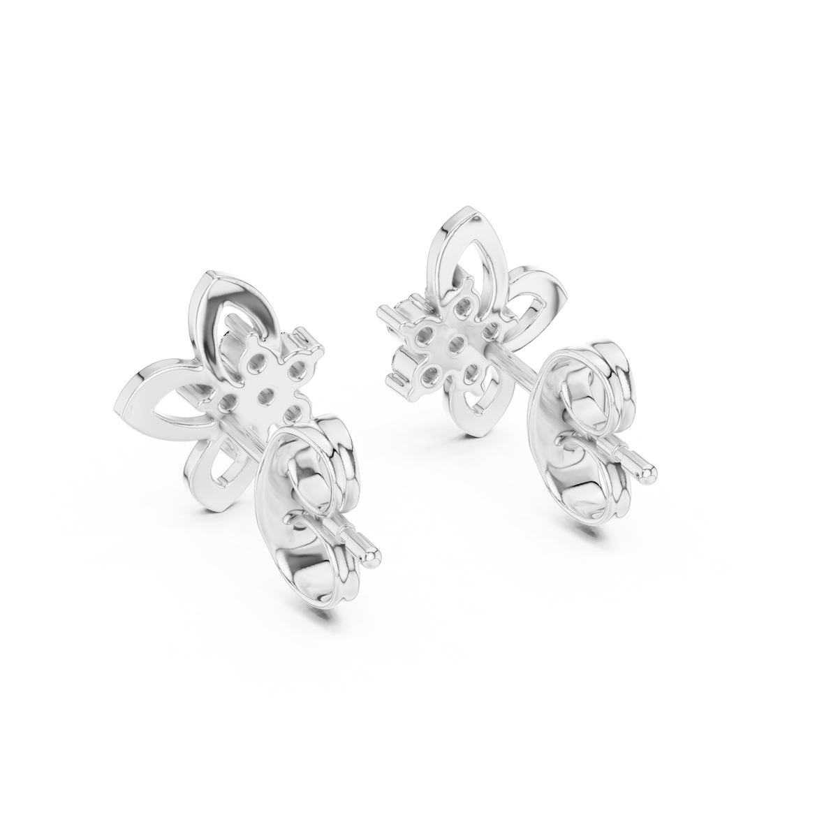Elegant Four Petal Clover Diamond Studs