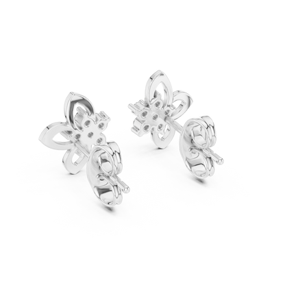 Elegant Four Petal Clover Diamond Studs
