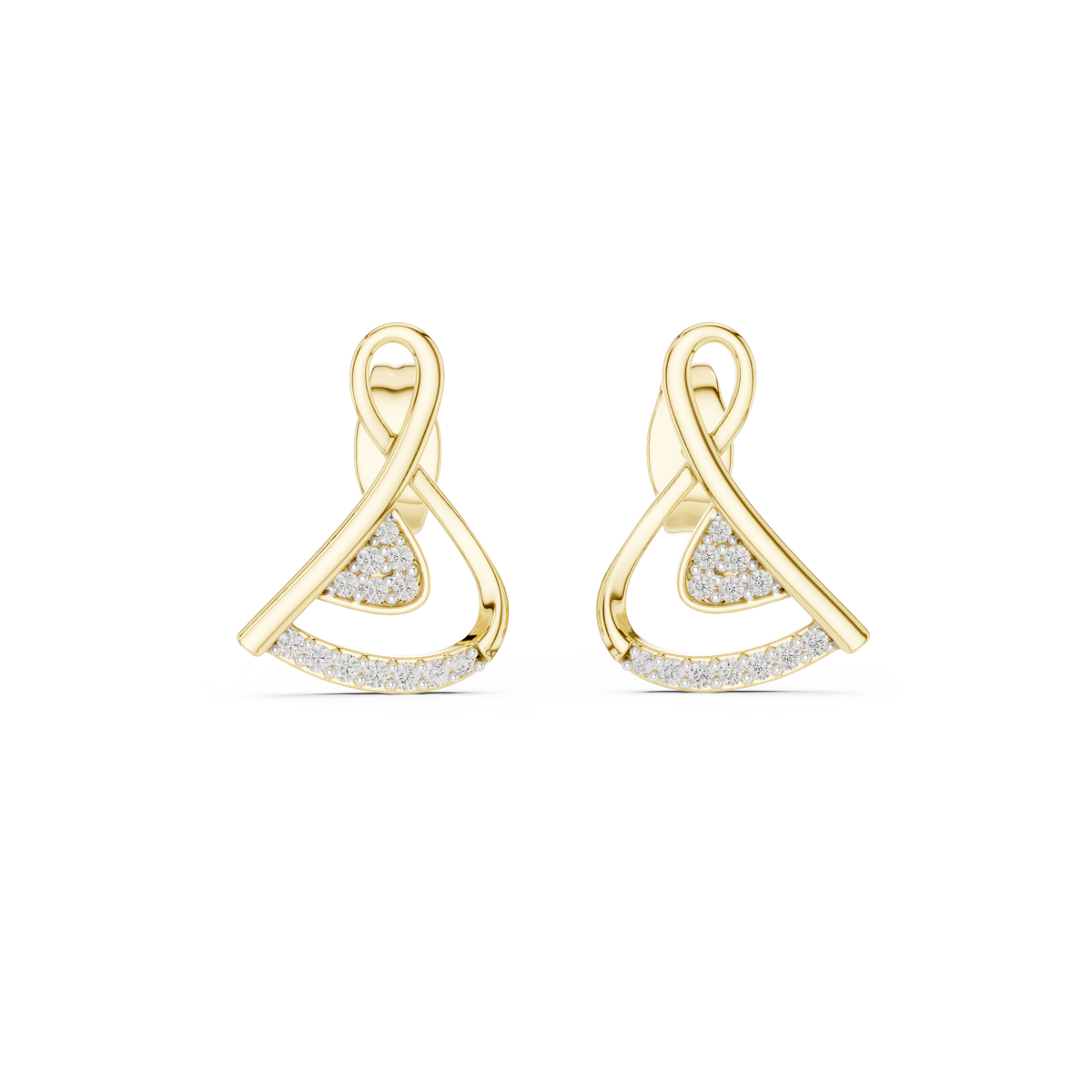 Elegant Interwoven Ribbon Diamond Studs