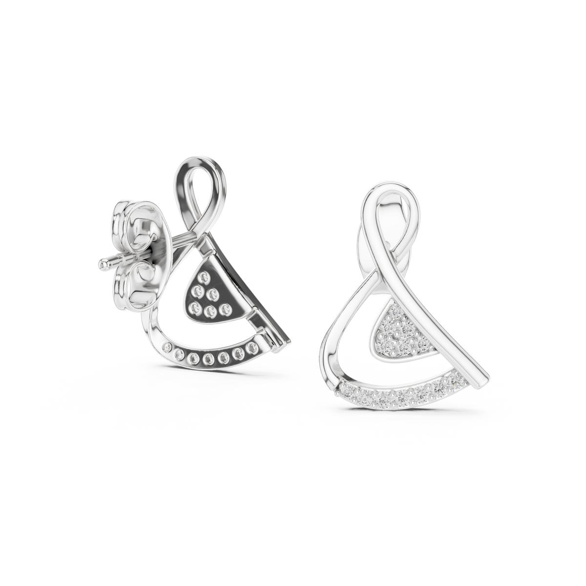 Elegant Interwoven Ribbon Diamond Studs