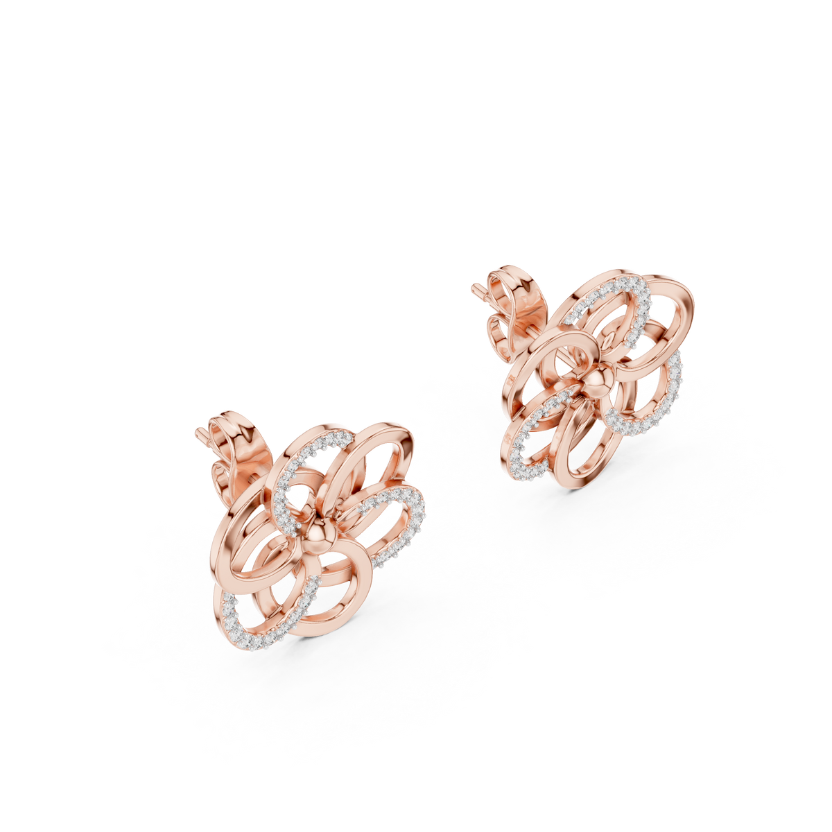 Elegant Interwoven Petal Diamond Studs