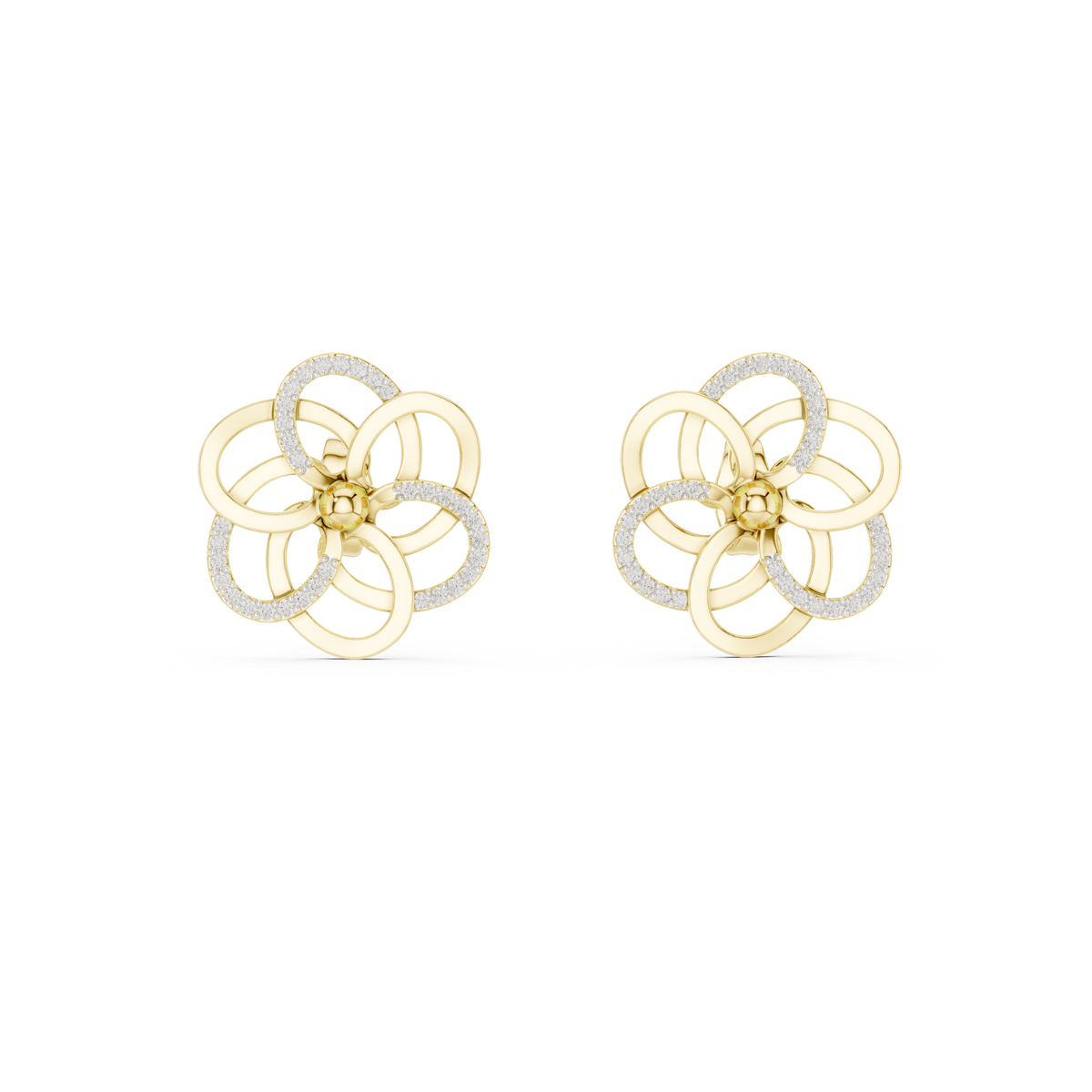Elegant Interwoven Petal Diamond Studs