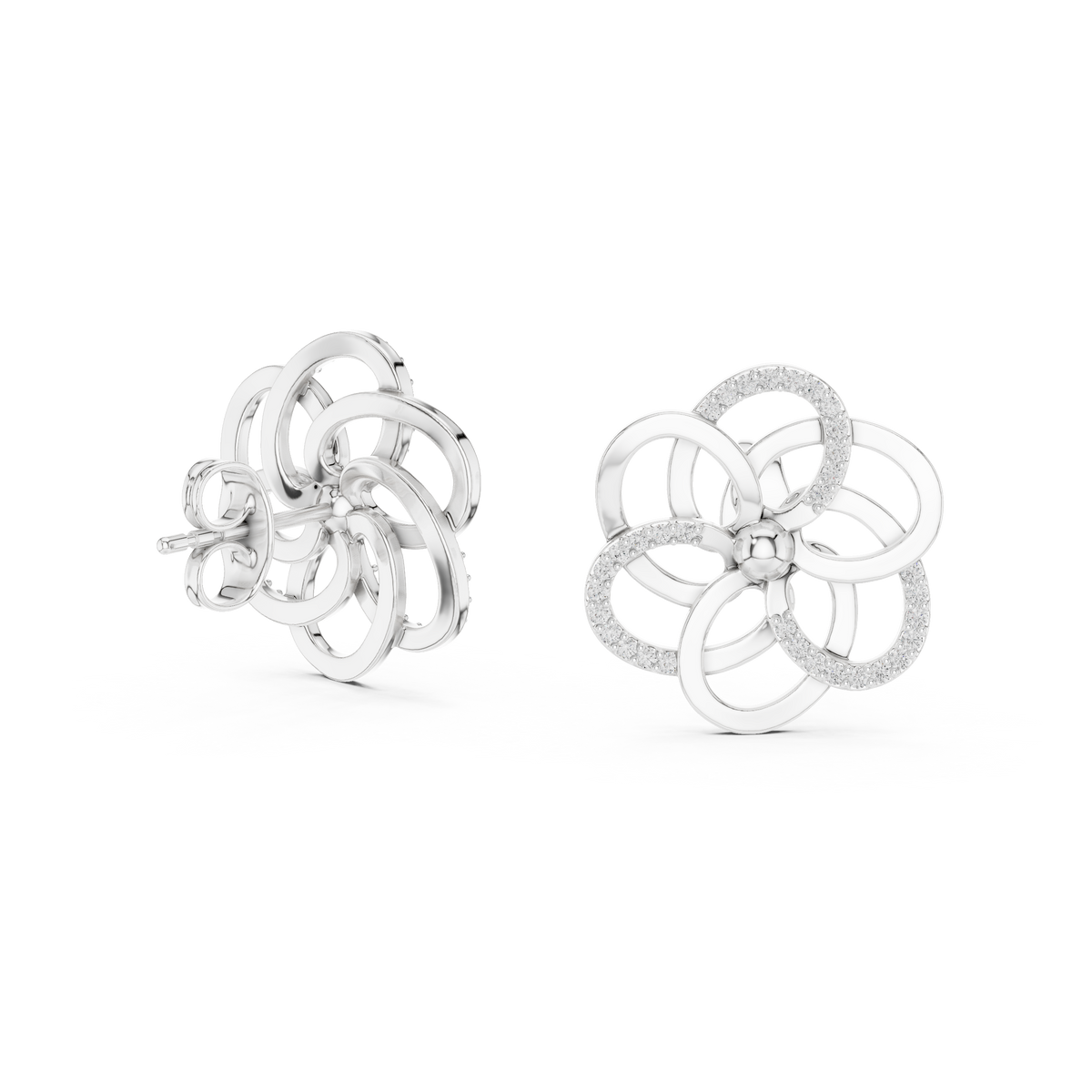 Elegant Interwoven Petal Diamond Studs