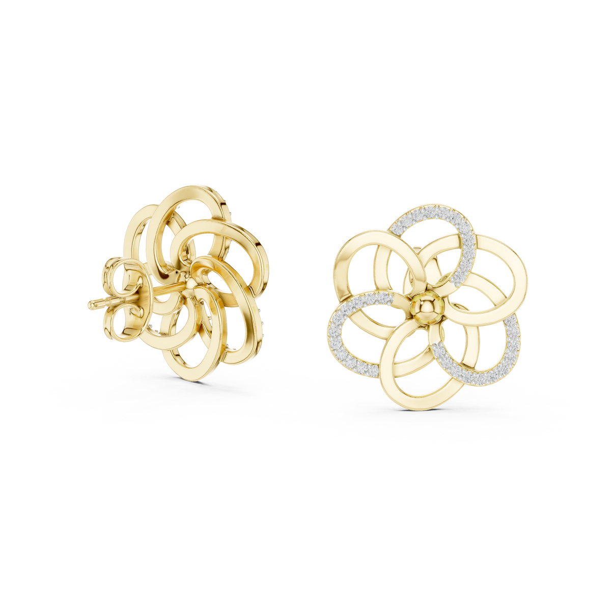 Elegant Interwoven Petal Diamond Studs