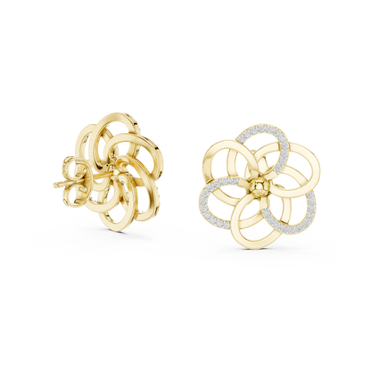 Elegant Interwoven Petal Diamond Studs