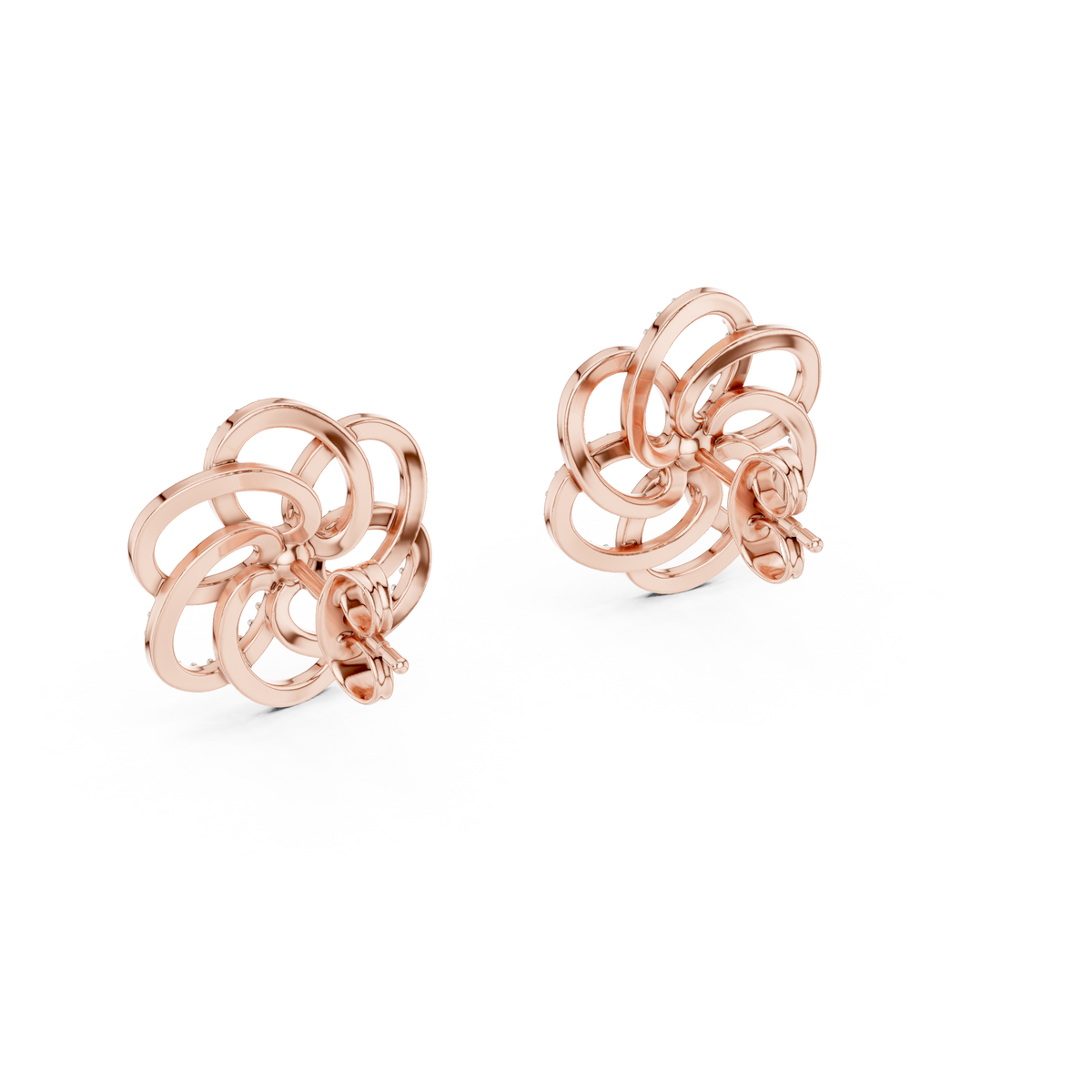 Elegant Interwoven Petal Diamond Studs
