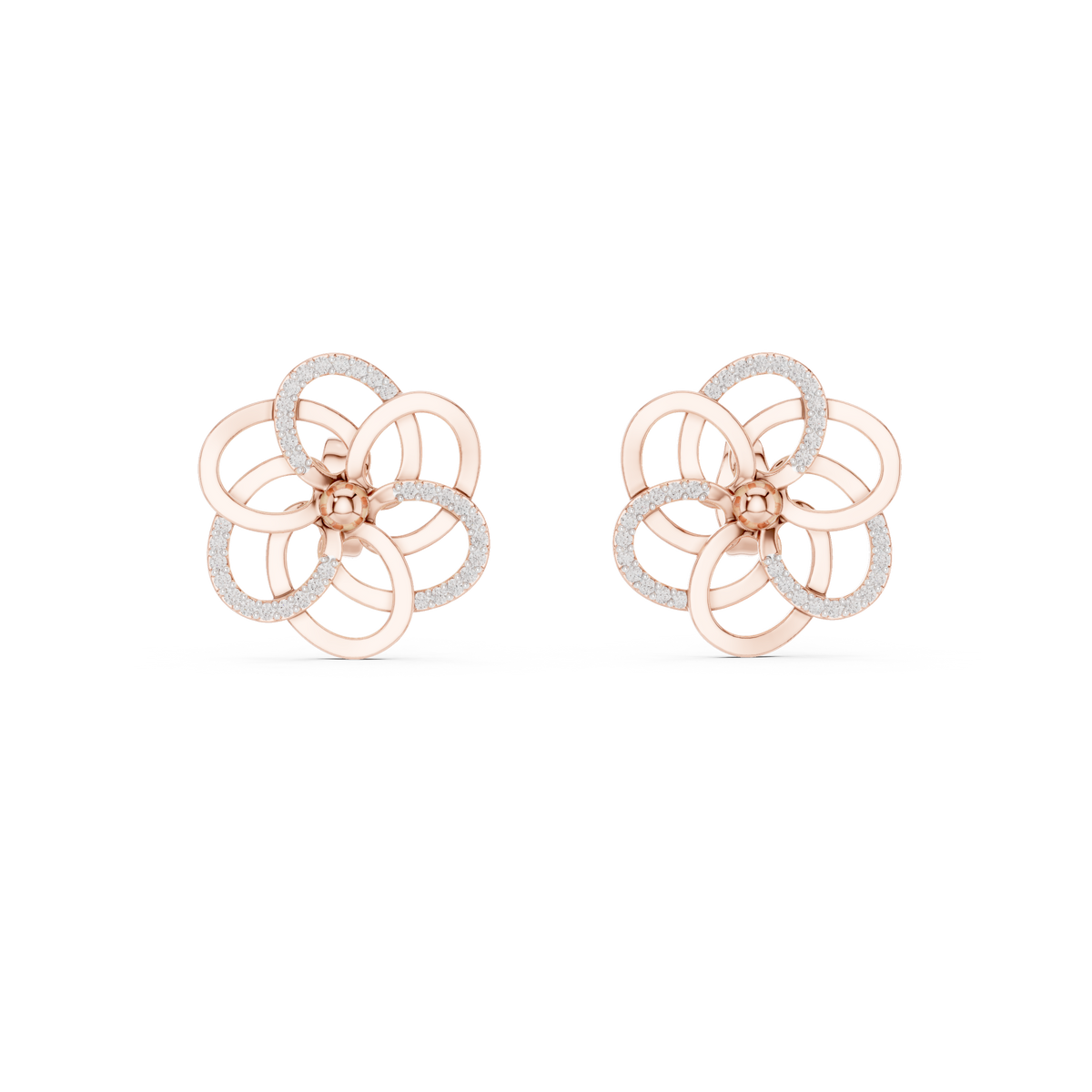 Elegant Interwoven Petal Diamond Studs