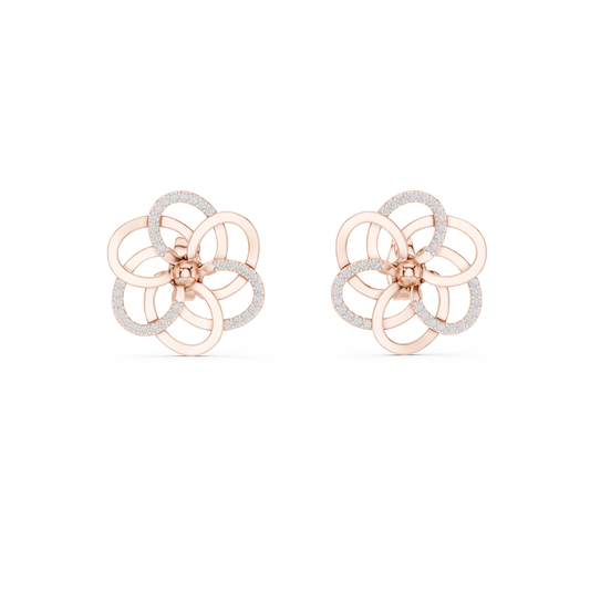 Elegant Interwoven Petal Diamond Studs