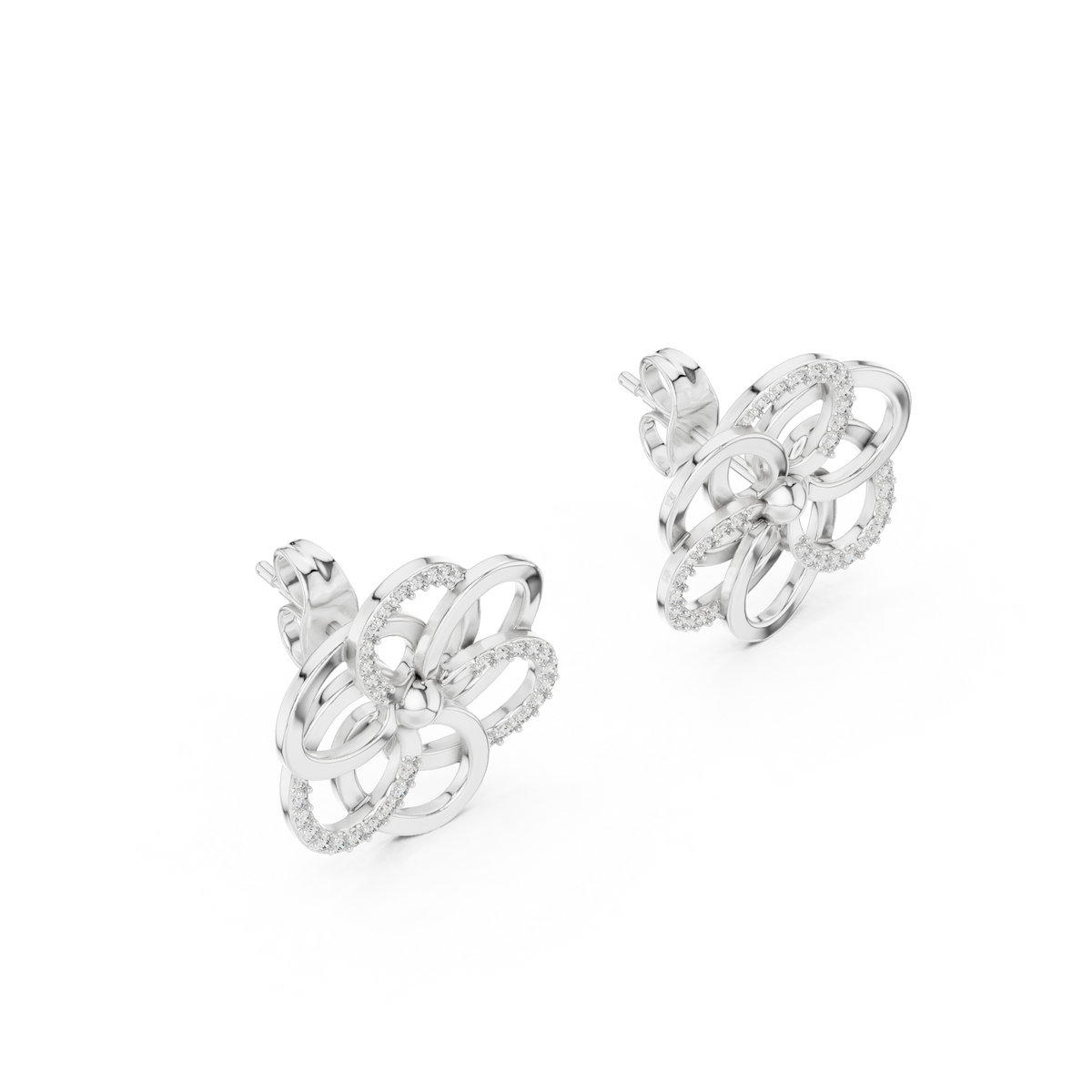 Elegant Interwoven Petal Diamond Studs