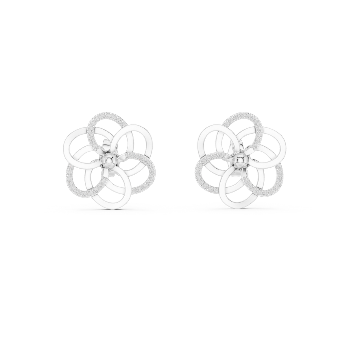 Elegant Interwoven Petal Diamond Studs