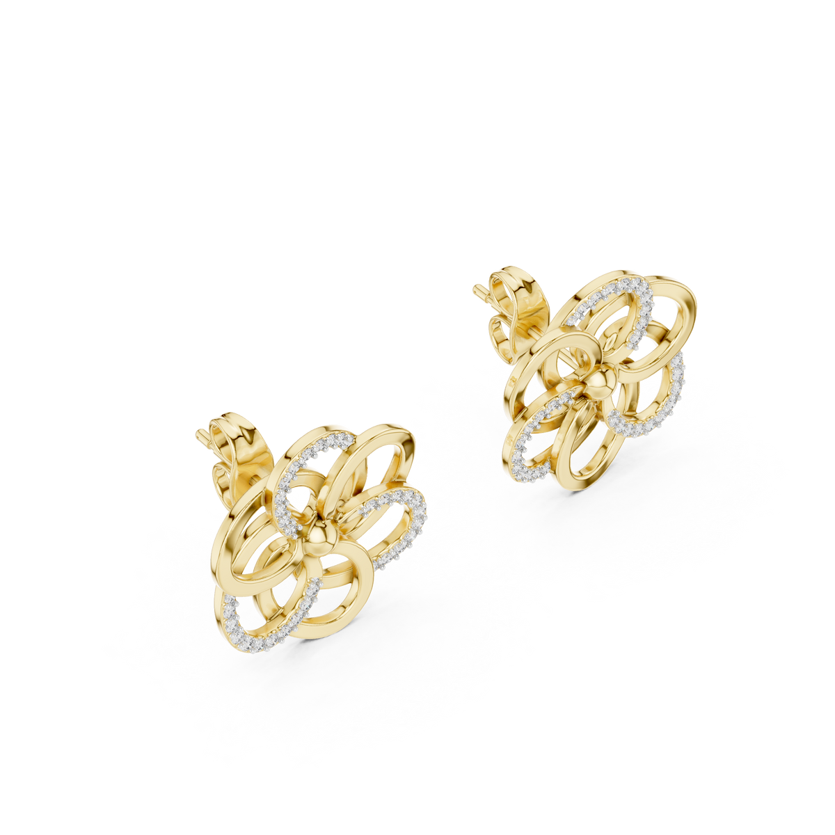 Elegant Interwoven Petal Diamond Studs
