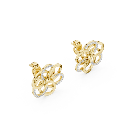 Elegant Interwoven Petal Diamond Studs