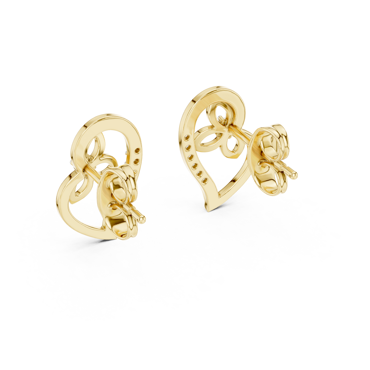 Elegant Heart Floral Diamond Studs
