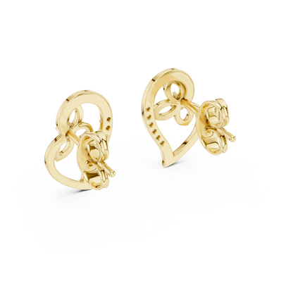 Elegant Heart Floral Diamond Studs