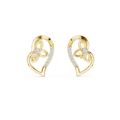 Elegant Heart Floral Diamond Studs