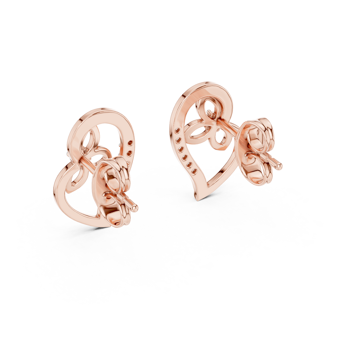 Elegant Heart Floral Diamond Studs