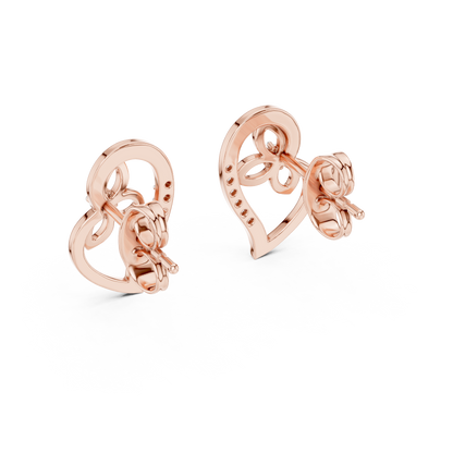Elegant Heart Floral Diamond Studs