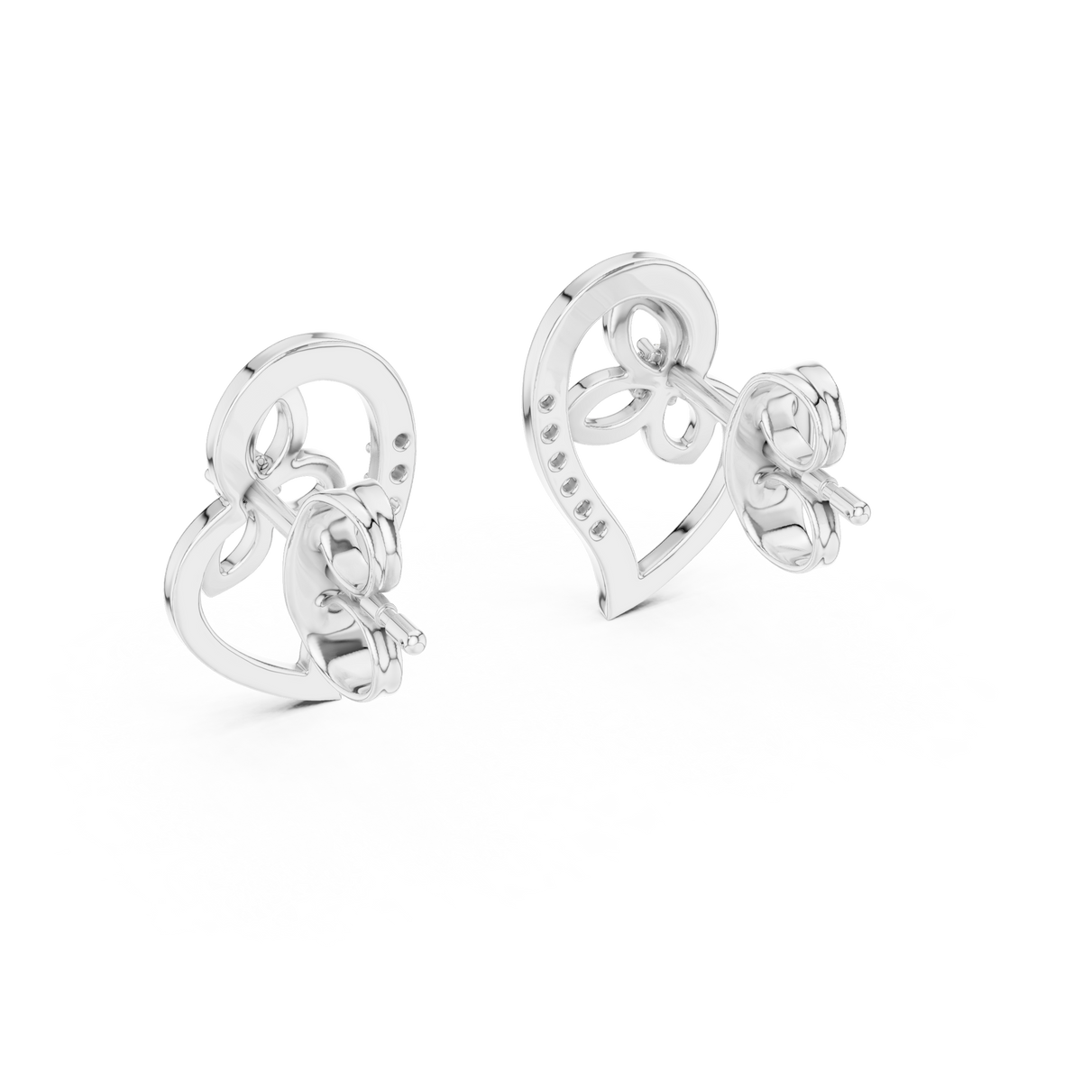 Elegant Heart Floral Diamond Studs