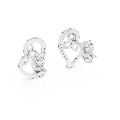 Elegant Heart Floral Diamond Studs