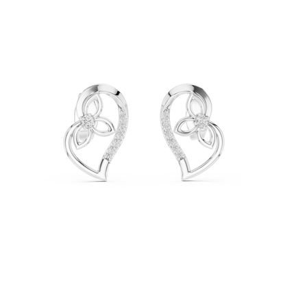 Elegant Heart Floral Diamond Studs