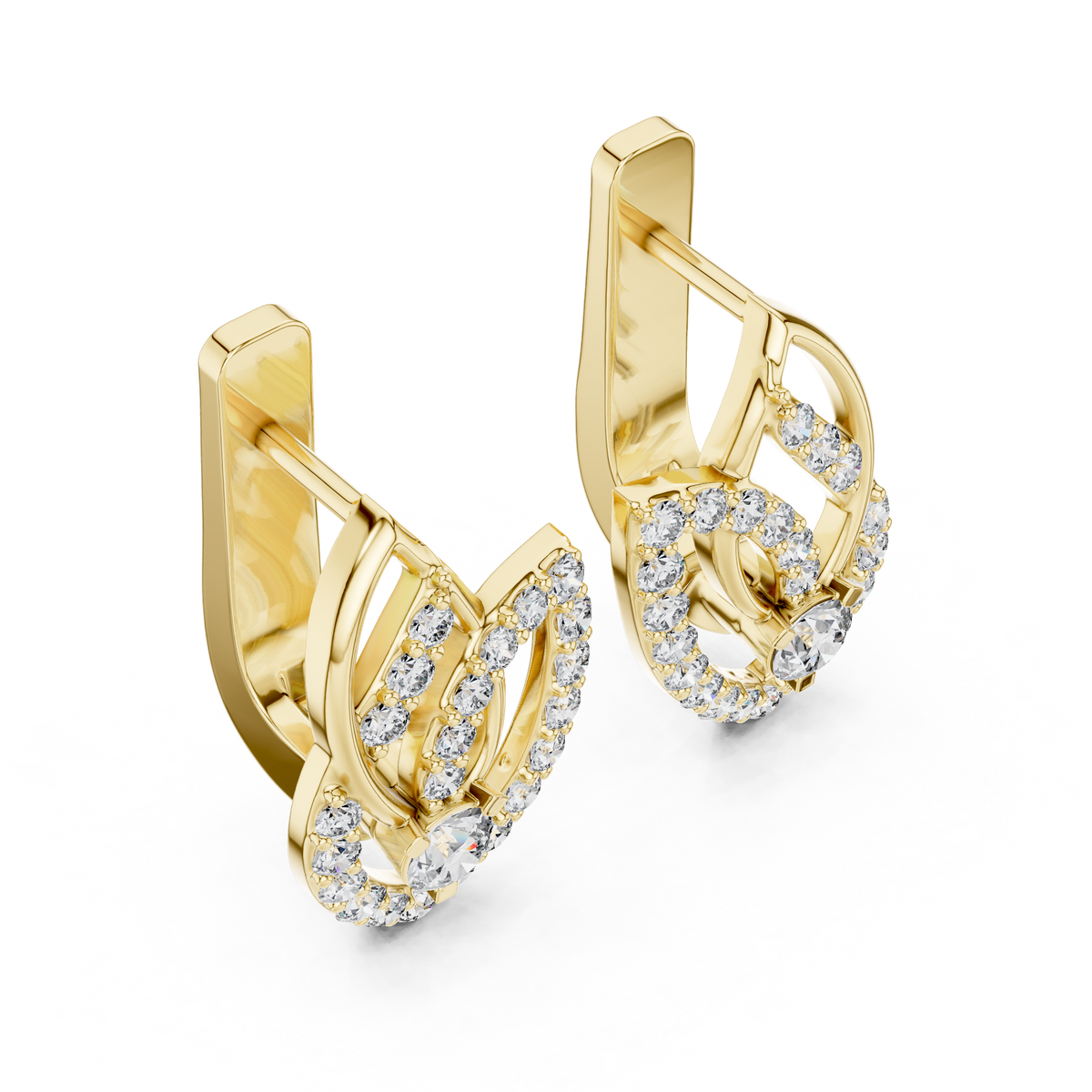 Regal Interwoven Round Diamond Hoops