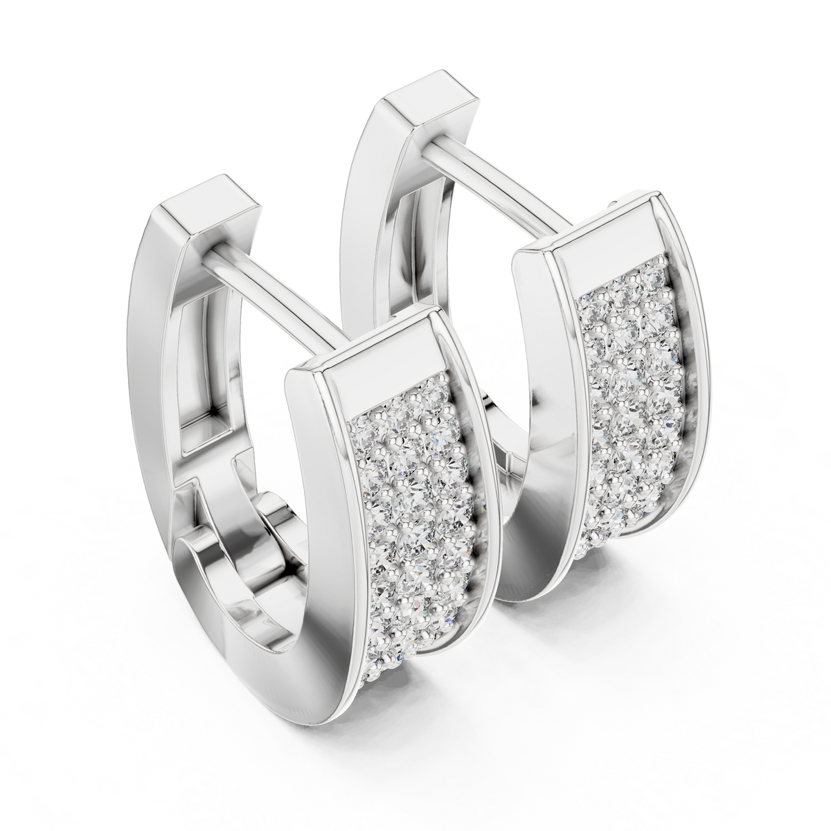 Regal Pavé Panel Diamond Hoops