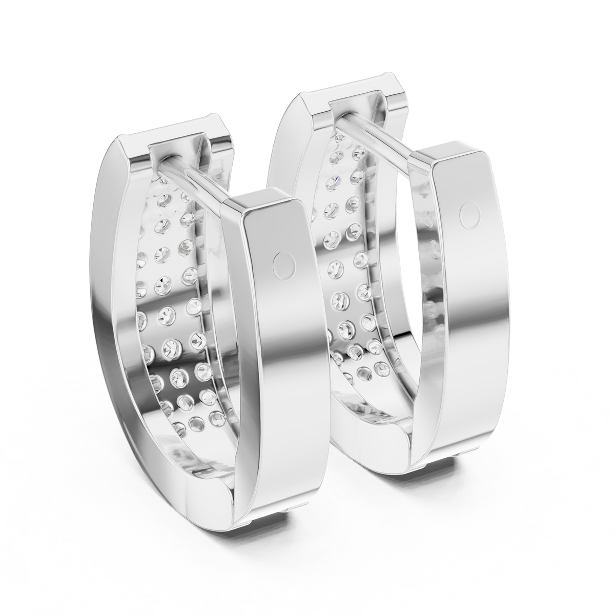 Regal Pavé Panel Diamond Hoops