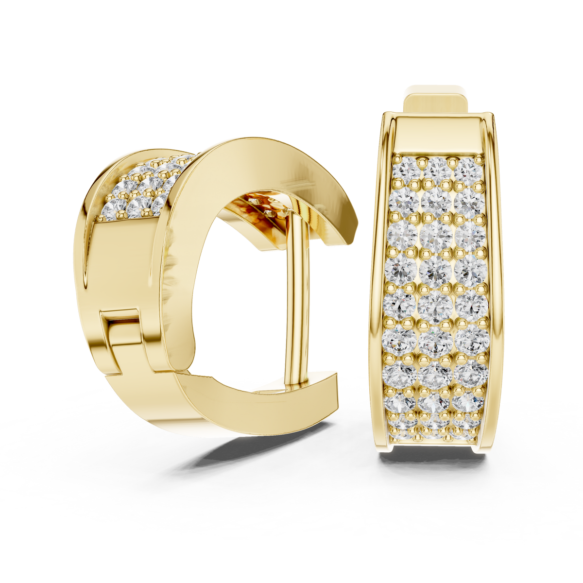 Regal Pavé Panel Diamond Hoops