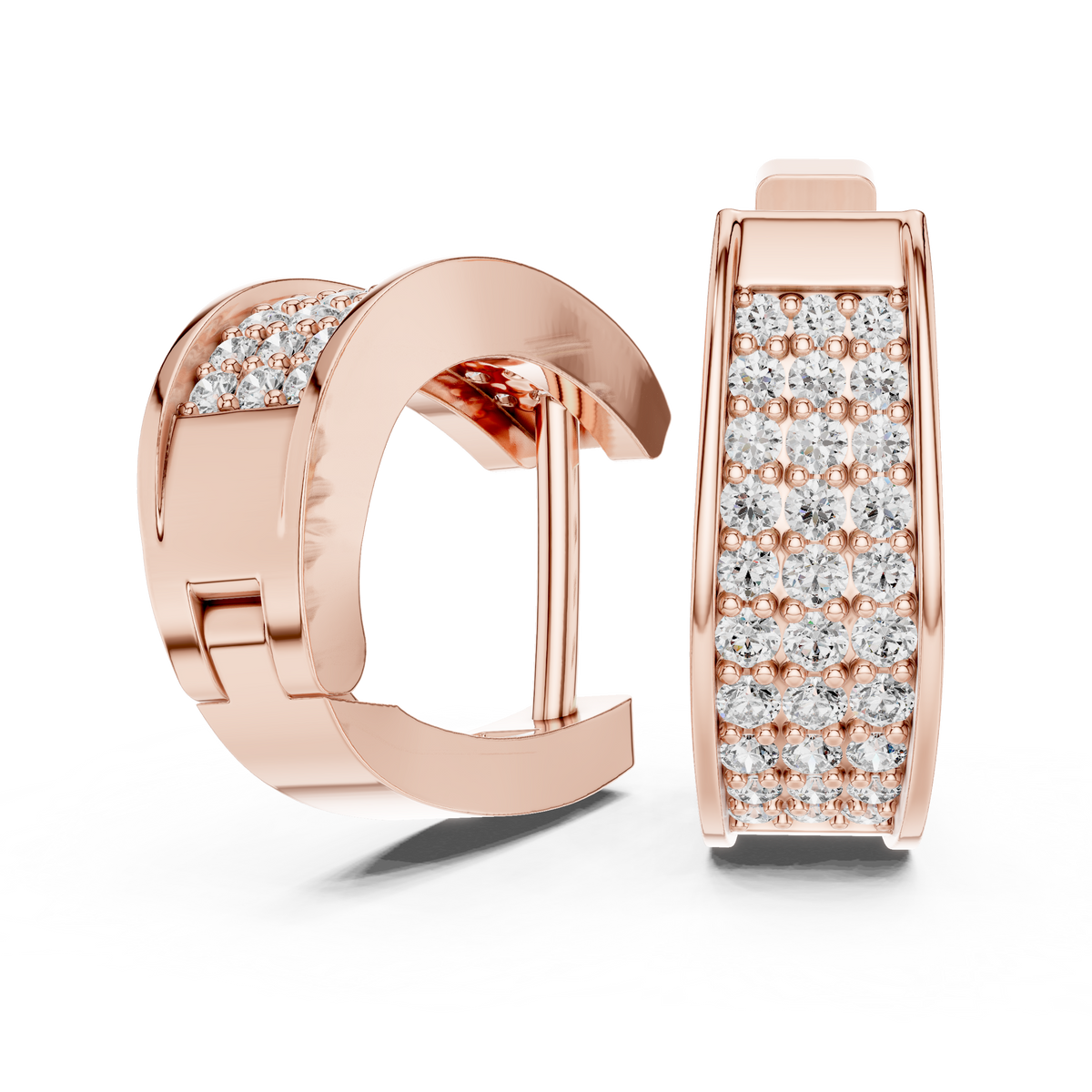 Regal Pavé Panel Diamond Hoops