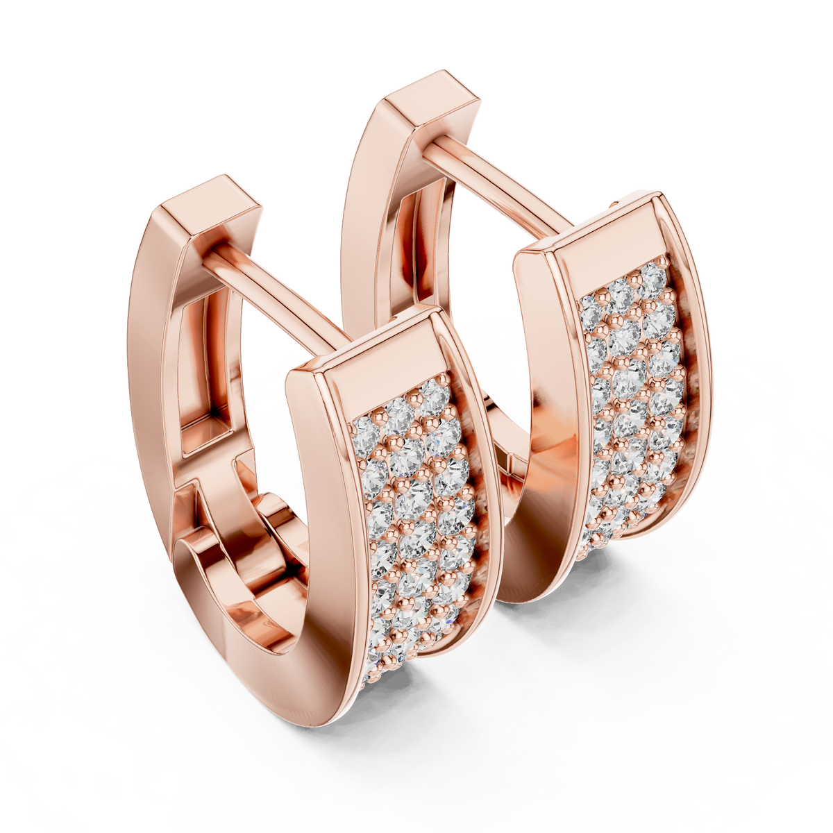 Regal Pavé Panel Diamond Hoops