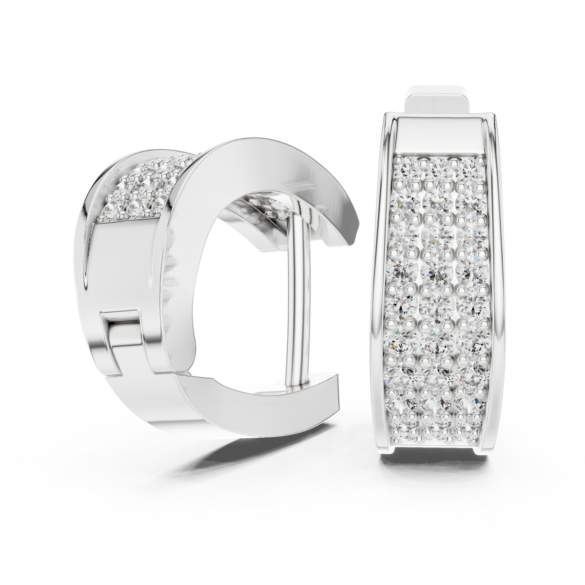 Regal Pavé Panel Diamond Hoops