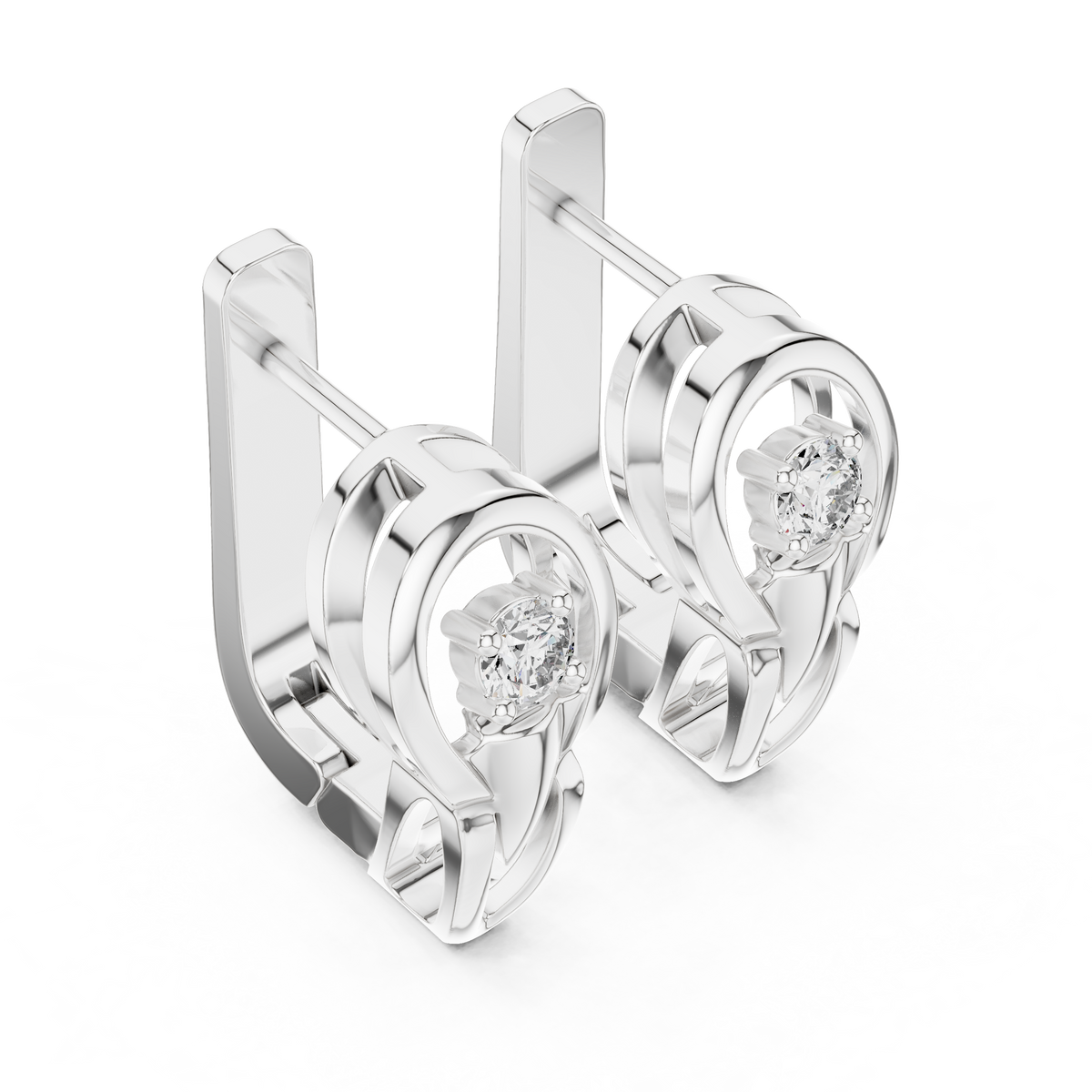 Elegant Oval Frame Solitaire Diamond Hoops
