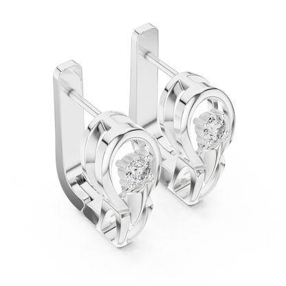 Elegant Oval Frame Solitaire Diamond Hoops