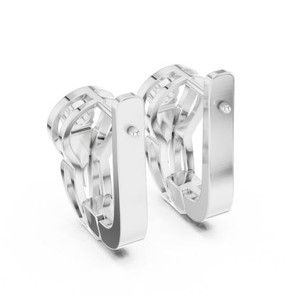 Elegant Oval Frame Solitaire Diamond Hoops