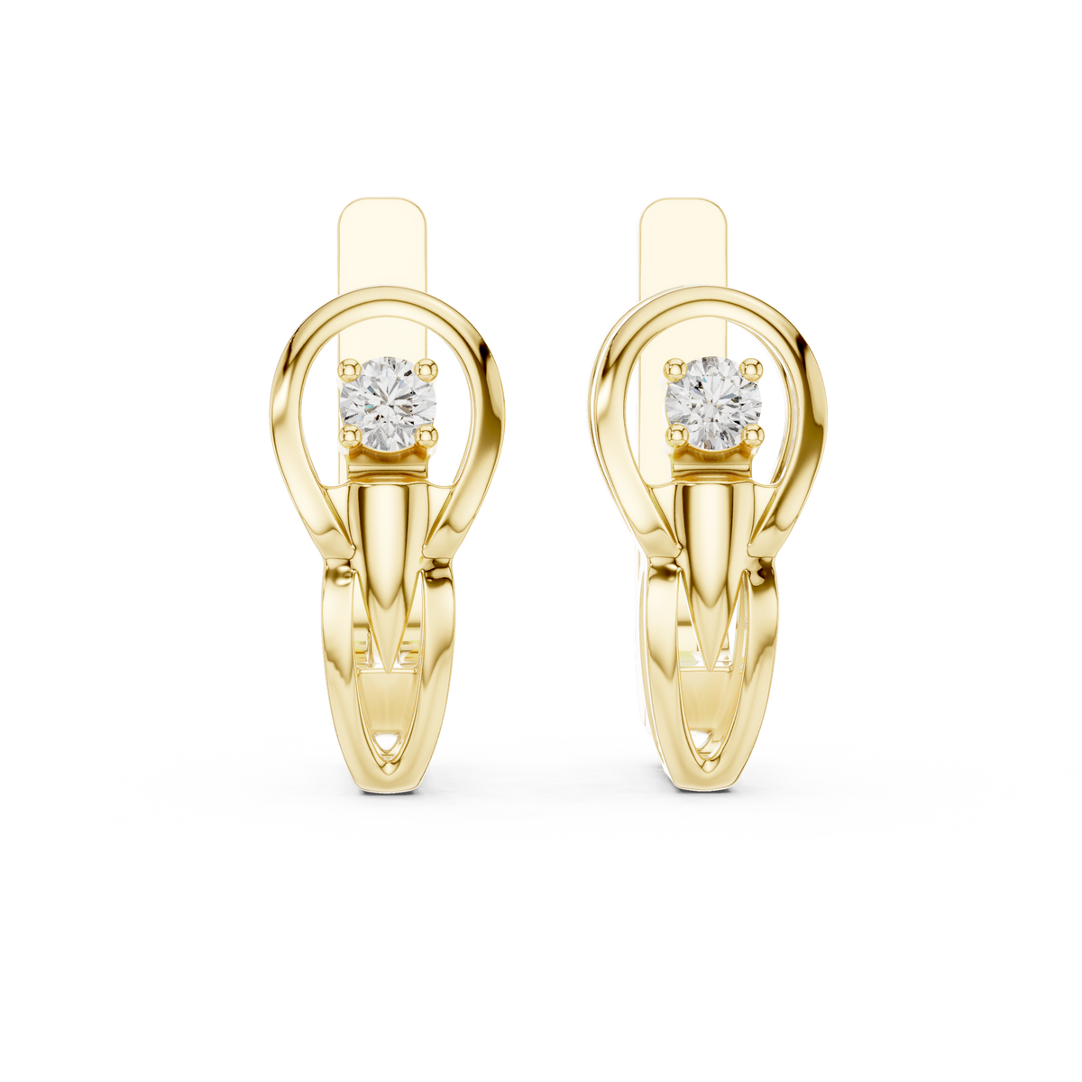 Elegant Oval Frame Solitaire Diamond Hoops