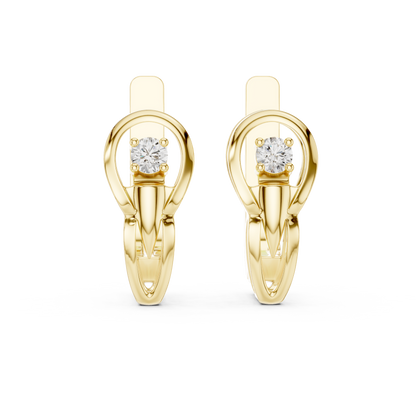 Elegant Oval Frame Solitaire Diamond Hoops