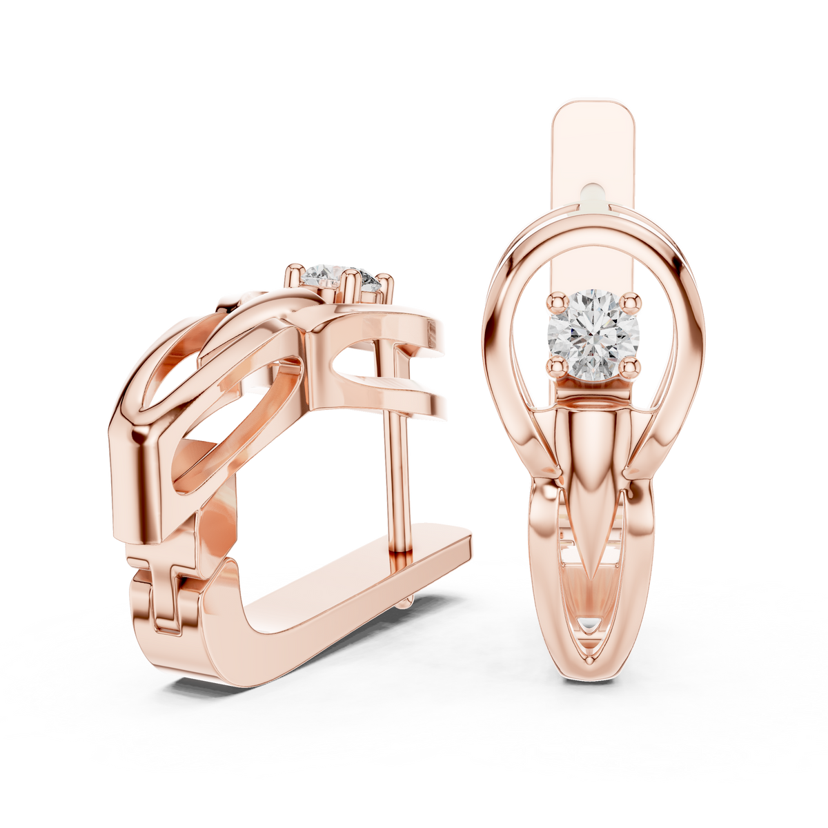 Elegant Oval Frame Solitaire Diamond Hoops